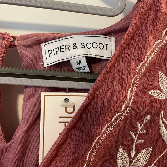 Piper & Scoot 3/4 Sleeve Mauve Embroidered Dress - Picture 2 of 9